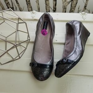 Adam Tucker Pewter Rhyme Leather Wedge, 8.5